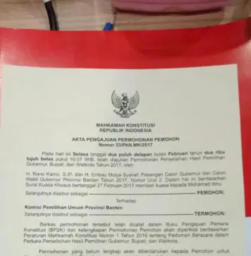 Banyak Pelanggaran, Rano-Embay Resmi Daftarkan Gugatan ke MK Banyak Pelanggaran, Rano-Embay Resmi Daftarkan Gugatan ke MK