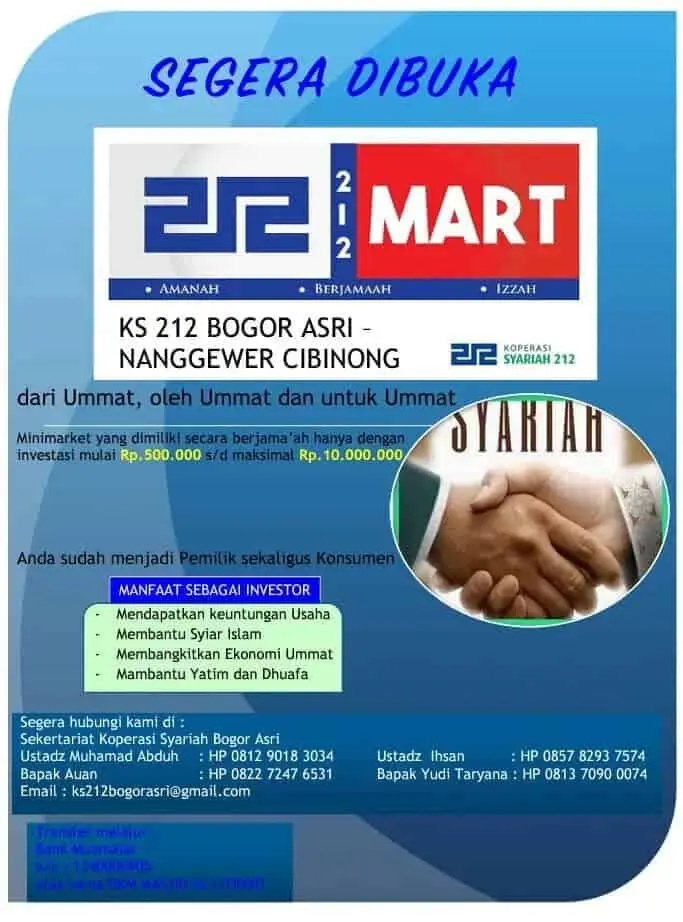 212 Mart Bogor Asri, Buka Peluang Masuknya Investor Baru 212 Mart Bogor Asri, Buka Peluang Masuknya Investor Baru