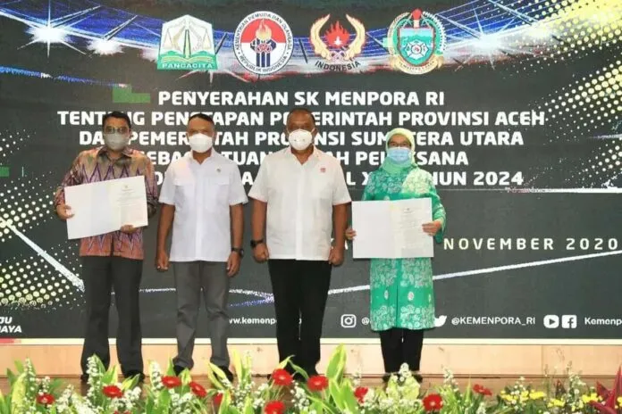 Menpora Serahkan SK Penetapan Aceh - Sumut Tuan Rumah PON XXI 2024 Menpora Serahkan SK Penetapan Aceh - Sumut Tuan Rumah PON XXI 2024