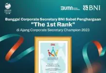 BNI Raih First Champion Corporate Secretary BNI Raih First Champion Corporate Secretary