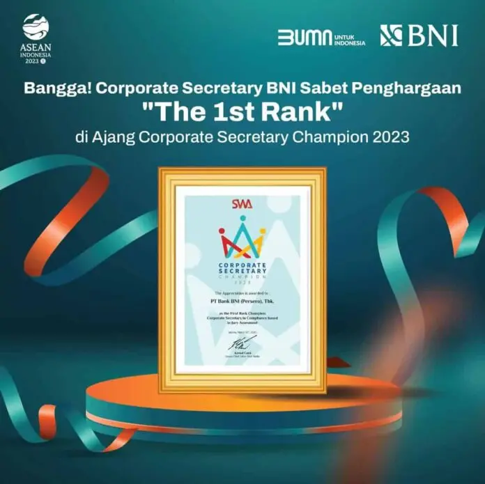 BNI Raih First Champion Corporate Secretary BNI Raih First Champion Corporate Secretary