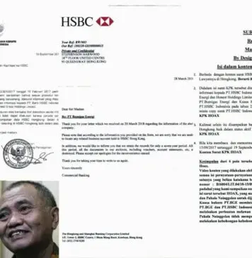 Diduga Hoaks Isi Surat KPK, Soal Surat HSBC Terkait PT Bumigas Energi Mulai Terkuak