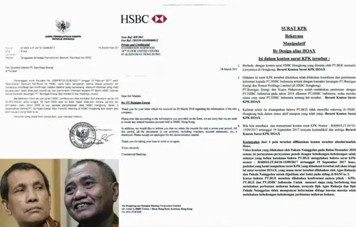 Diduga Hoaks Isi Surat KPK, Soal Surat HSBC Terkait PT Bumigas Energi Mulai Terkuak Diduga Hoaks Isi Surat KPK, Soal Surat HSBC Terkait PT Bumigas Energi Mulai Terkuak