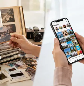 Perubahan cara masyarakat menyimpan dan menggunakan konten visual dari album foto fisik ke Instagram dan penyimpanan digital